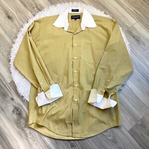 Giorgio Brutini Men’s Button Down Dress Shirt Mustard Yellow Size 15 32/33